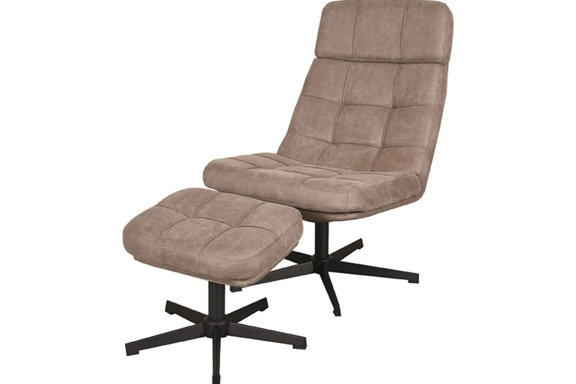 Draaifauteuil met hocker Taupe CH-73.028 Alvar