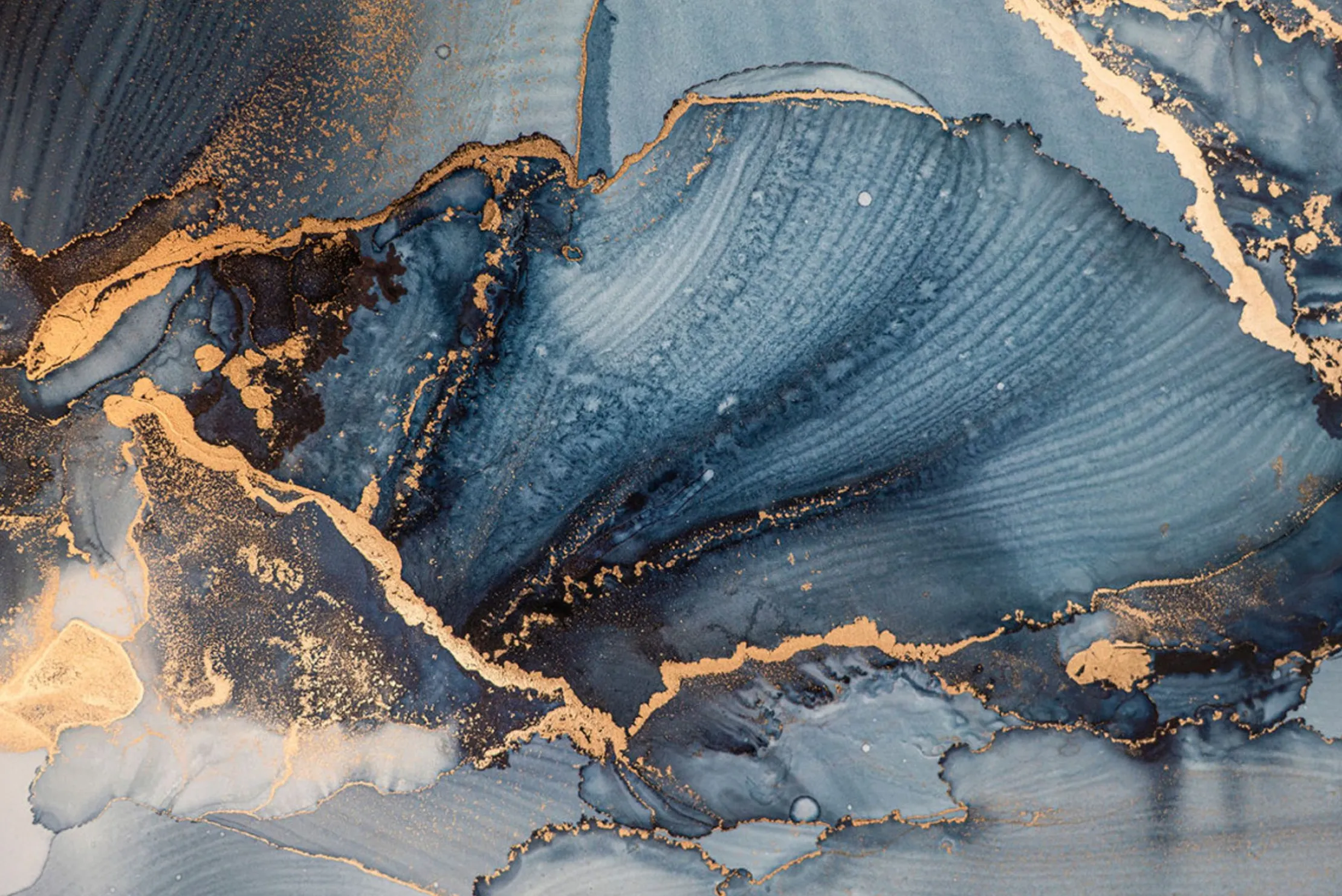 Glasschilderij Kunst Blauw/Goud 1101603D-006