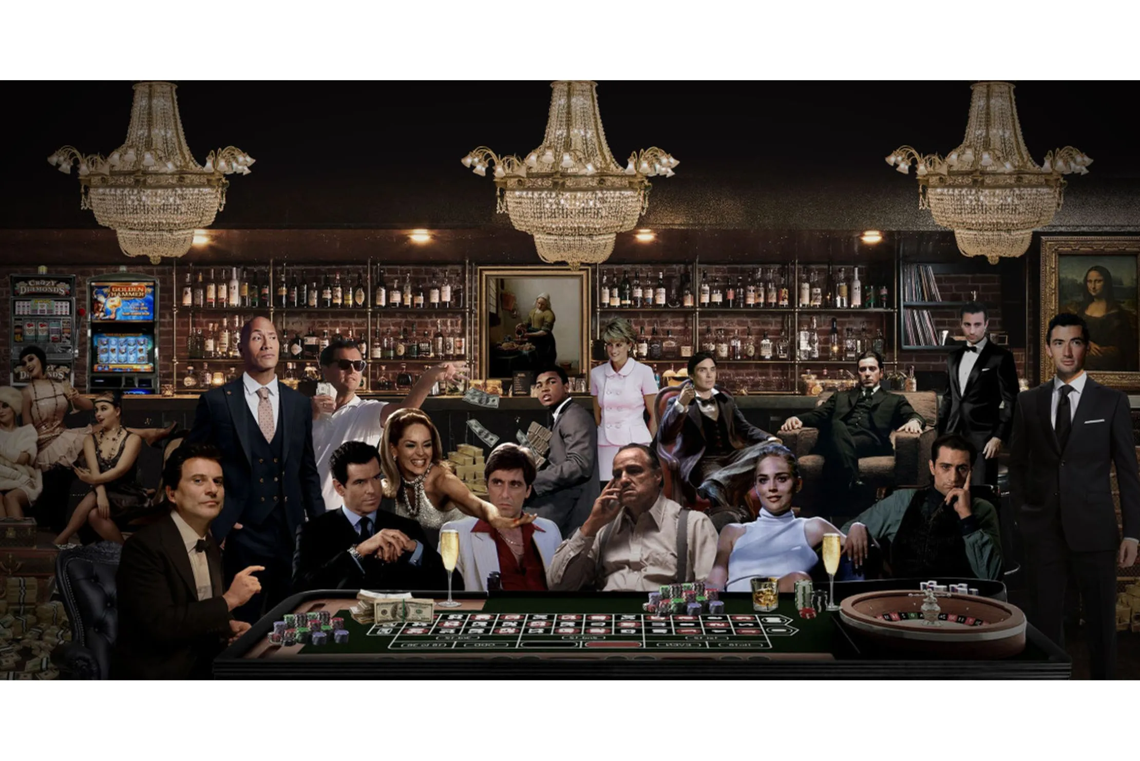 Glasschilderij Maffia roulette 080160-044