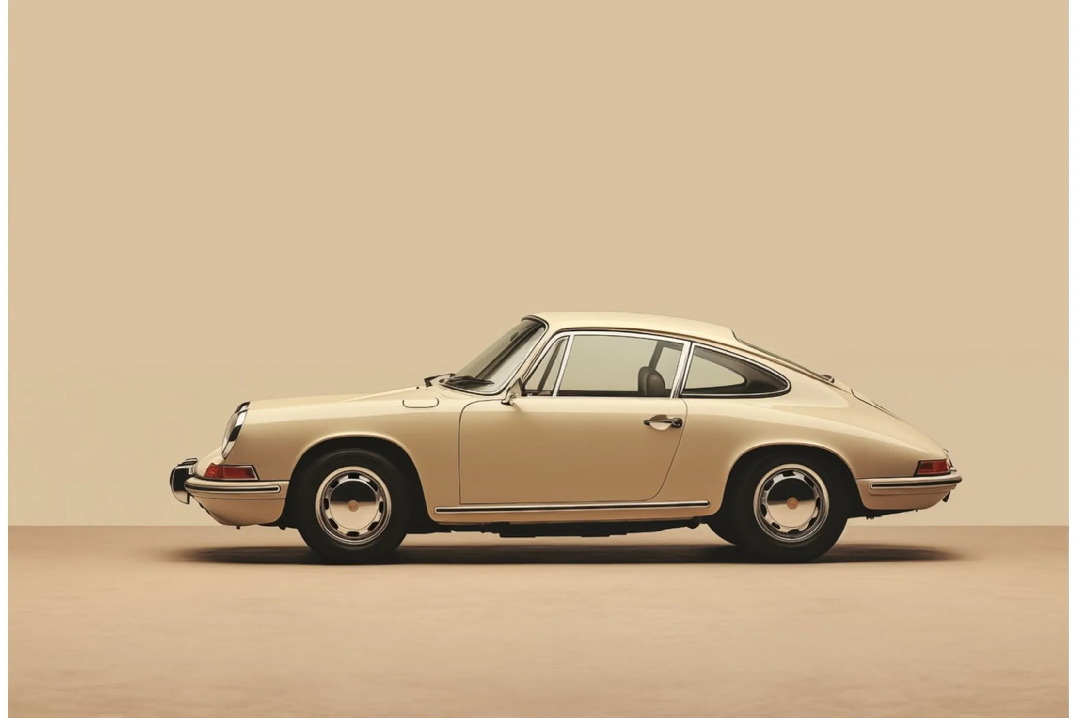 Glasschilderij Vintage Porsche Beige