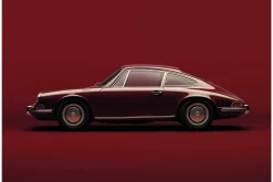 Glasschilderij Vintage Porsche Red