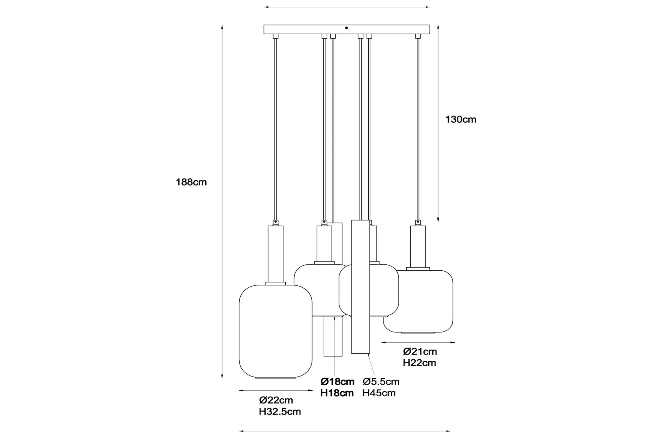 Hanglamp 6-lichts Joanet