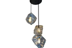 Hanglamp 3-lichts rond smoked glass Yara