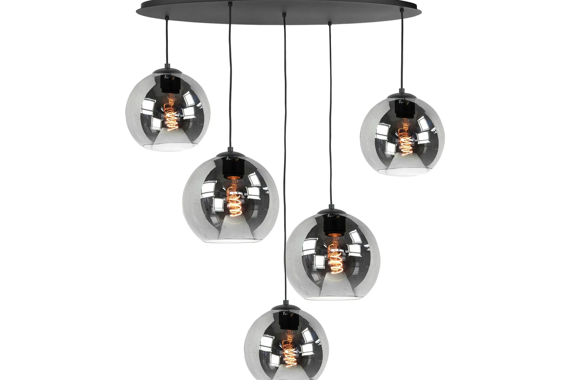 Hanglamp Zwart Rookglas Fantasy Ovaal