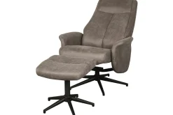 Relaxfauteuil met hocker Taupe Micro Suede CH-73.011 Bergen
