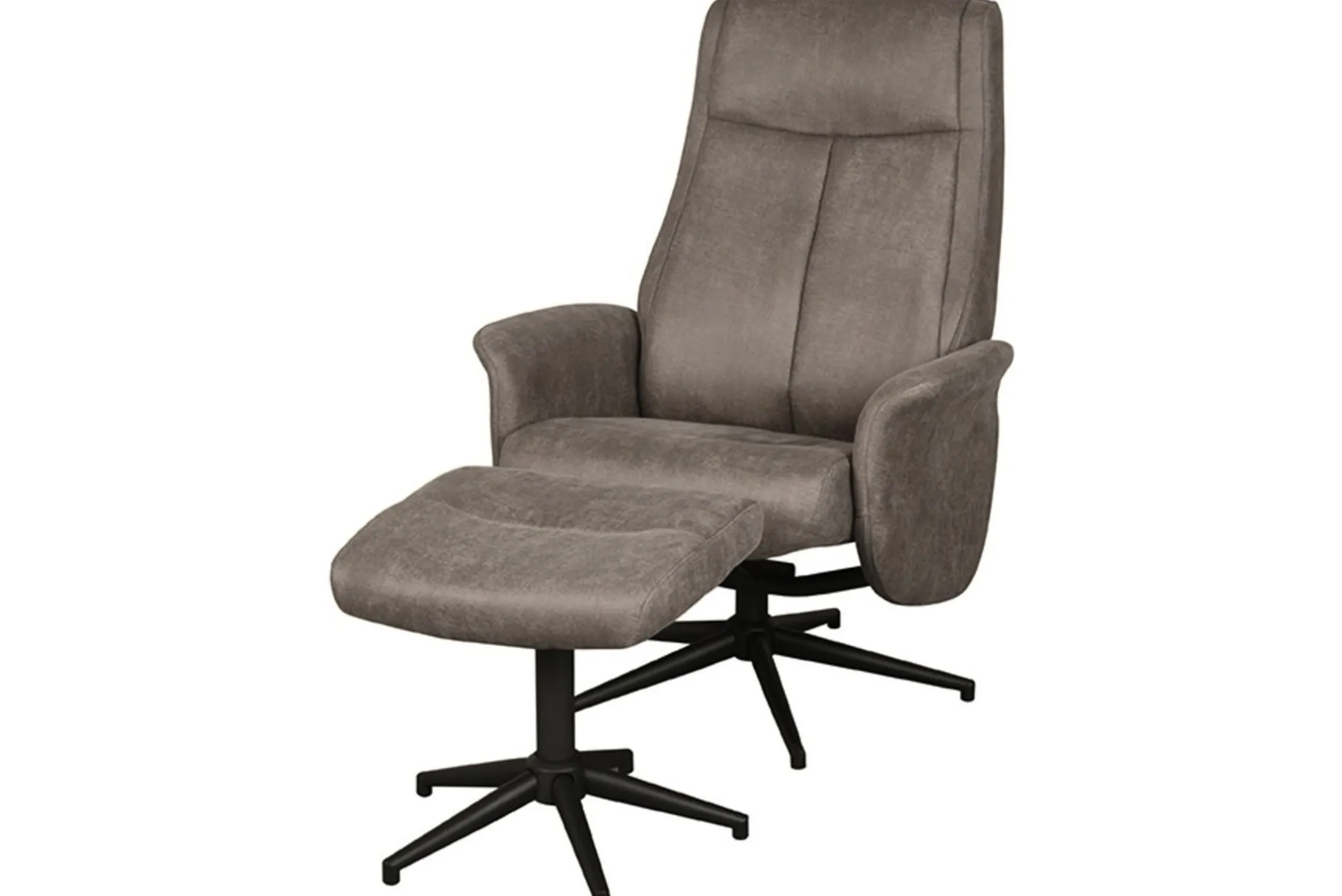 Relaxfauteuil met hocker Taupe Micro Suede CH-73.011 Bergen