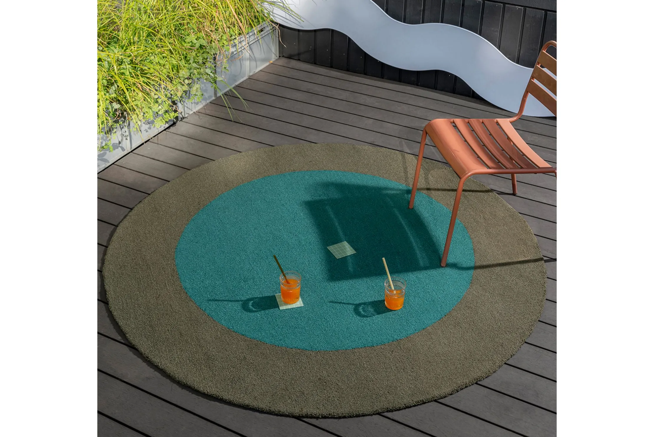 Vloerkleed Festival Round Aqua 496308 Habitat | Brink & Campman